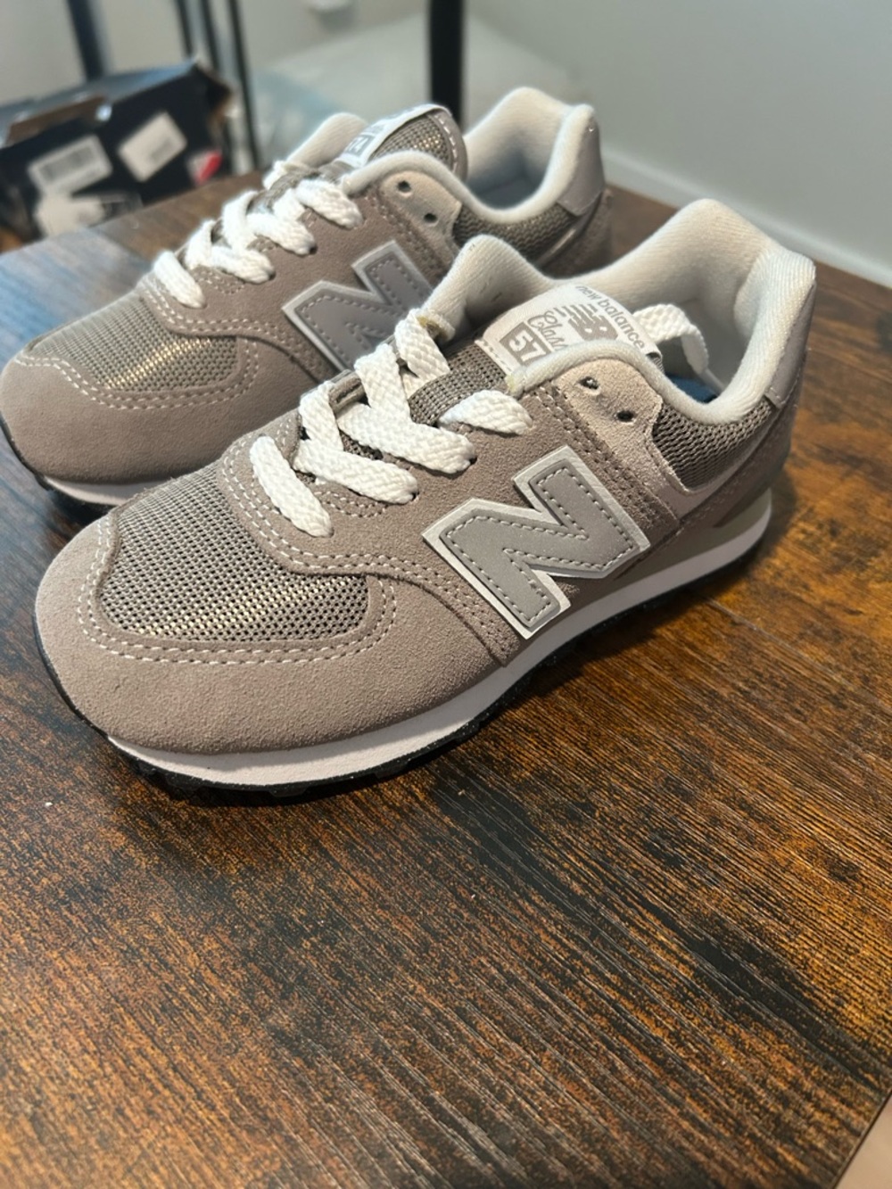 New Balance Kids Grey Suede & Mesh Sneakers